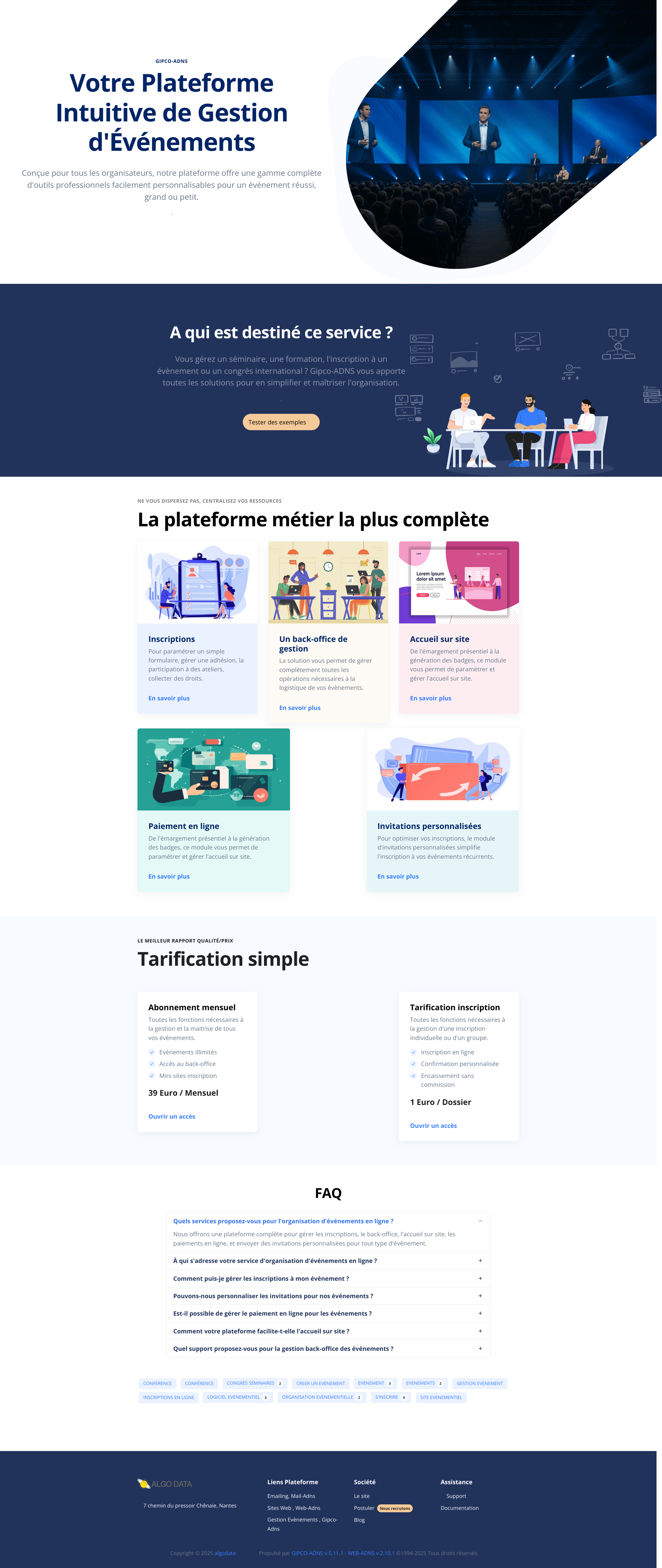 Card GIPCO-ADNS, Evènements en ligne