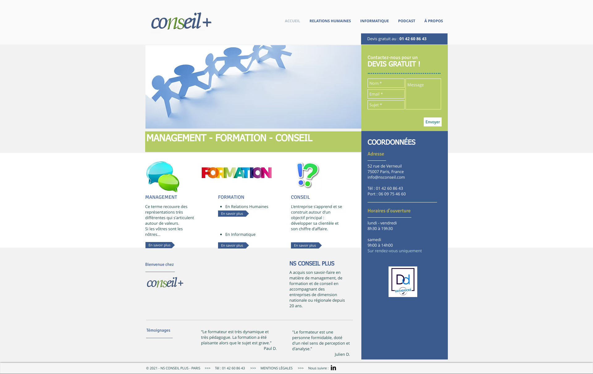 Aperçu du site