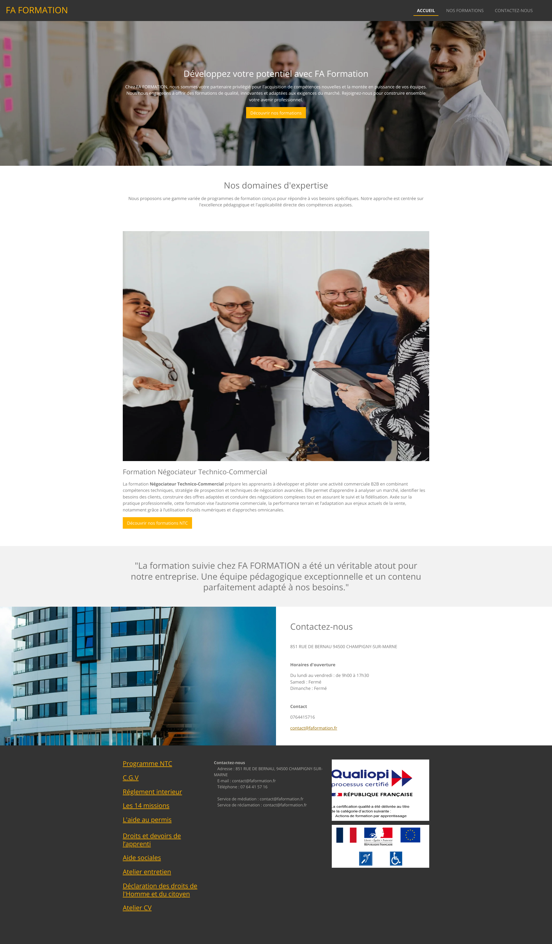 Aperçu du site