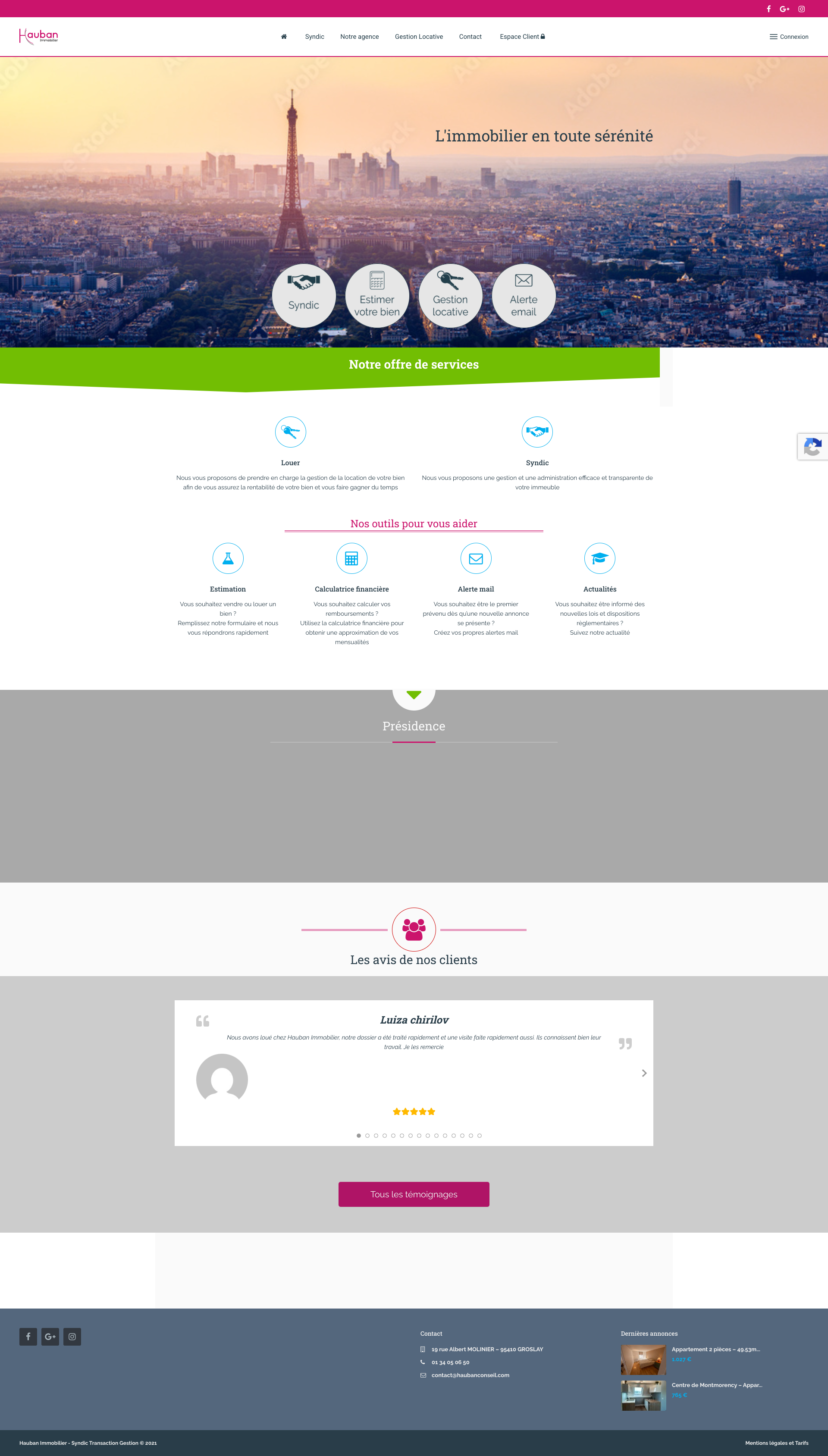 Aperçu du site