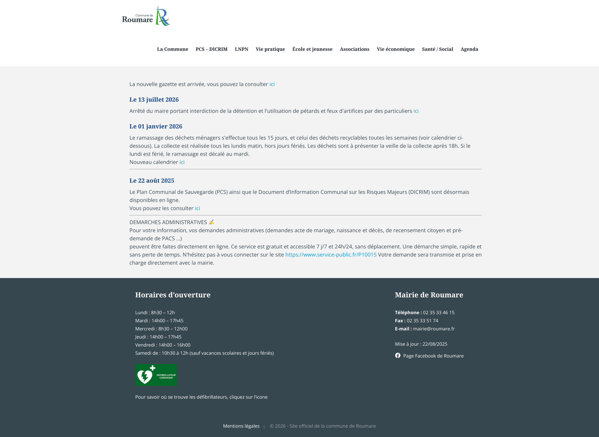 Aperçu du site