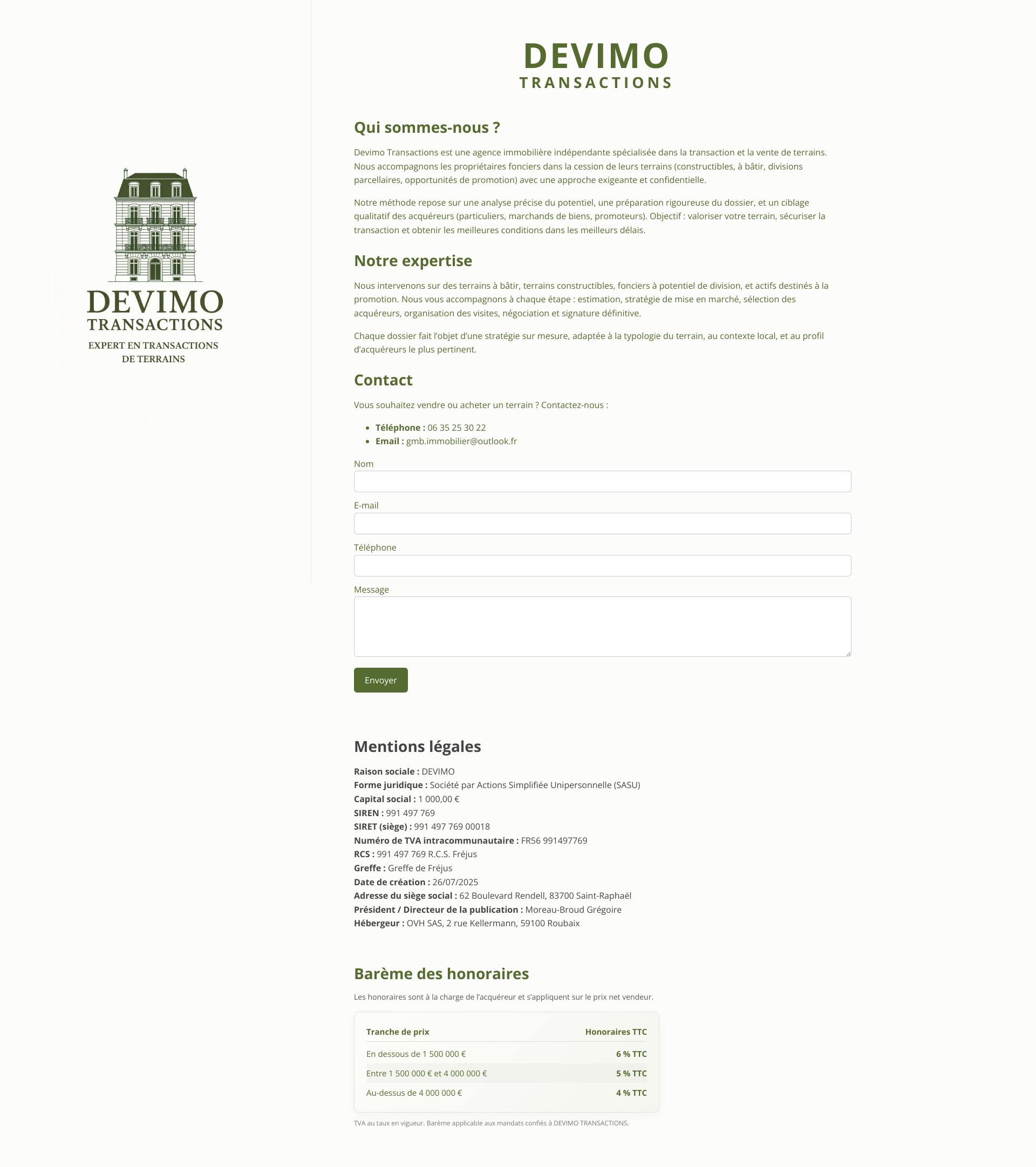 Aperçu du site