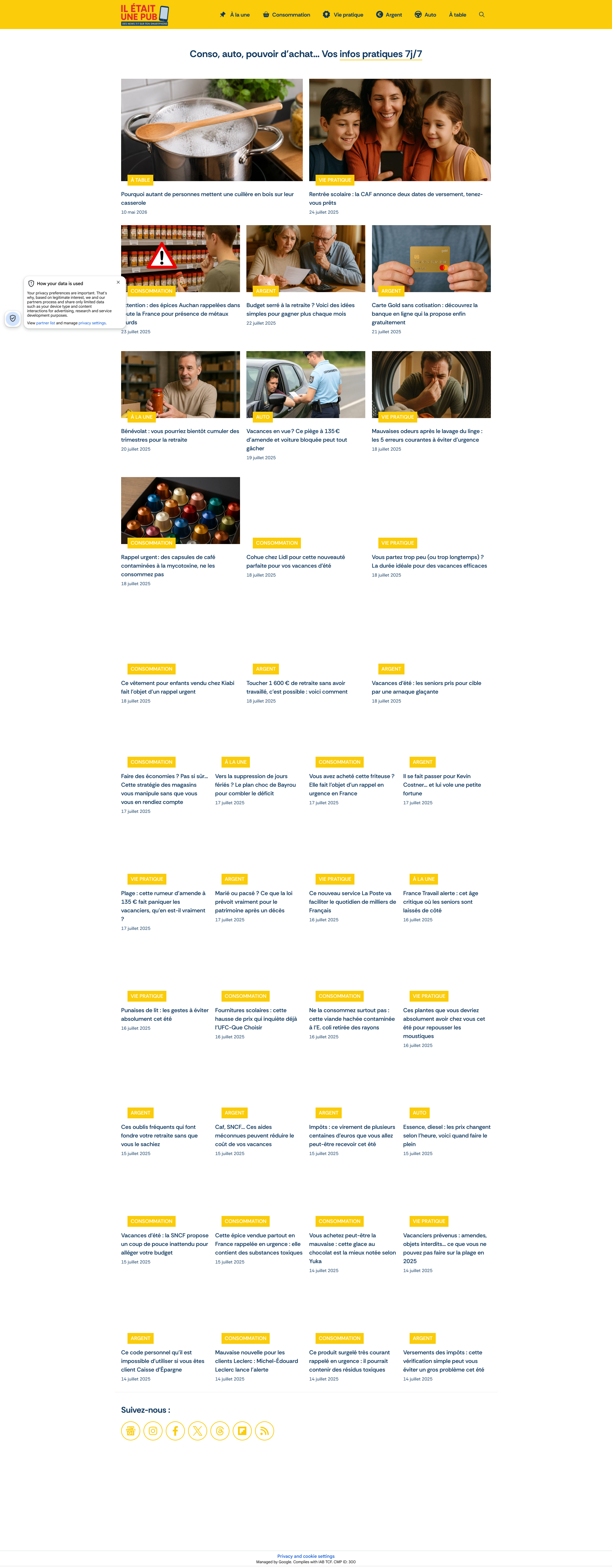 Aperçu du site