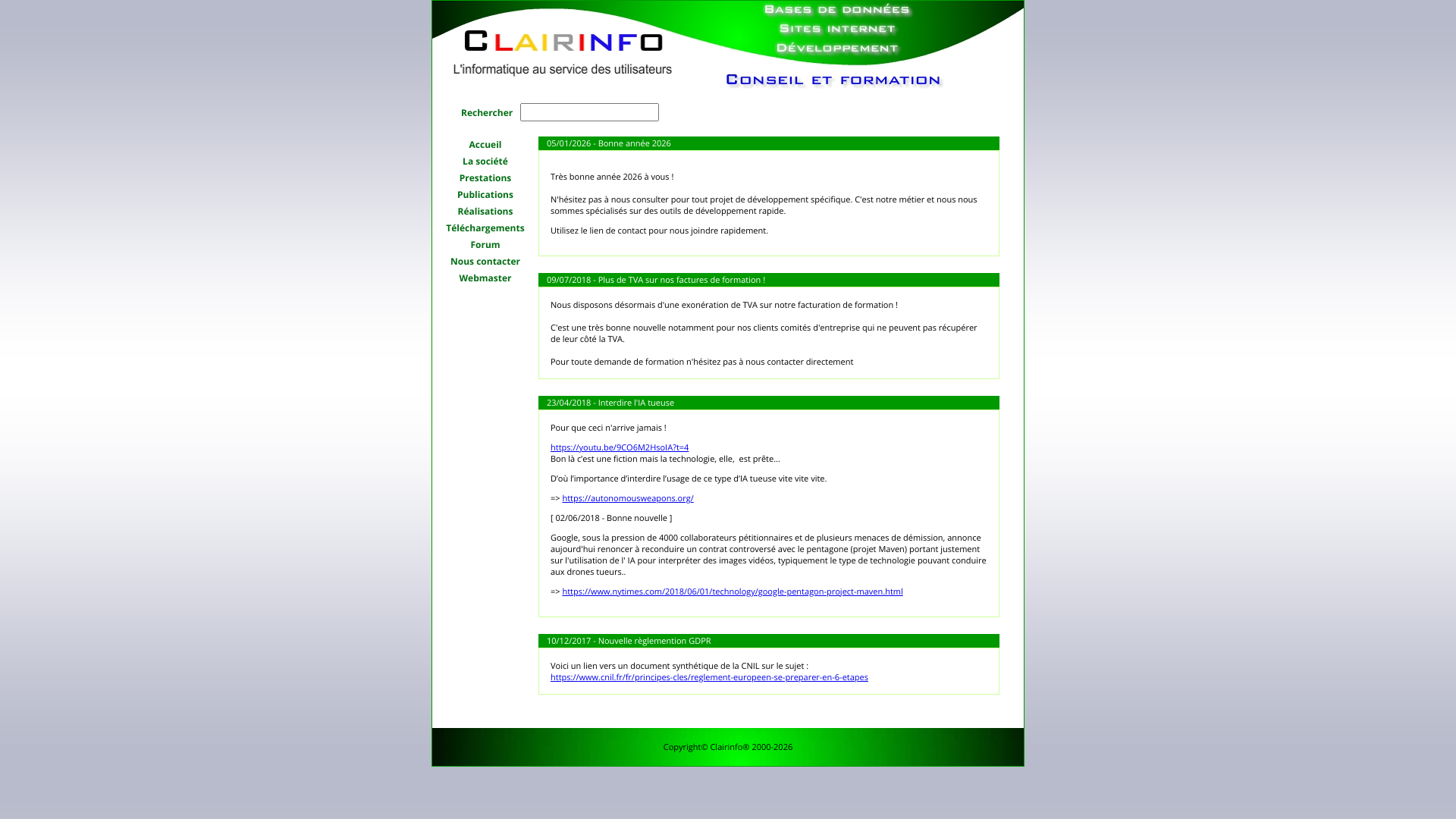 Aperçu du site