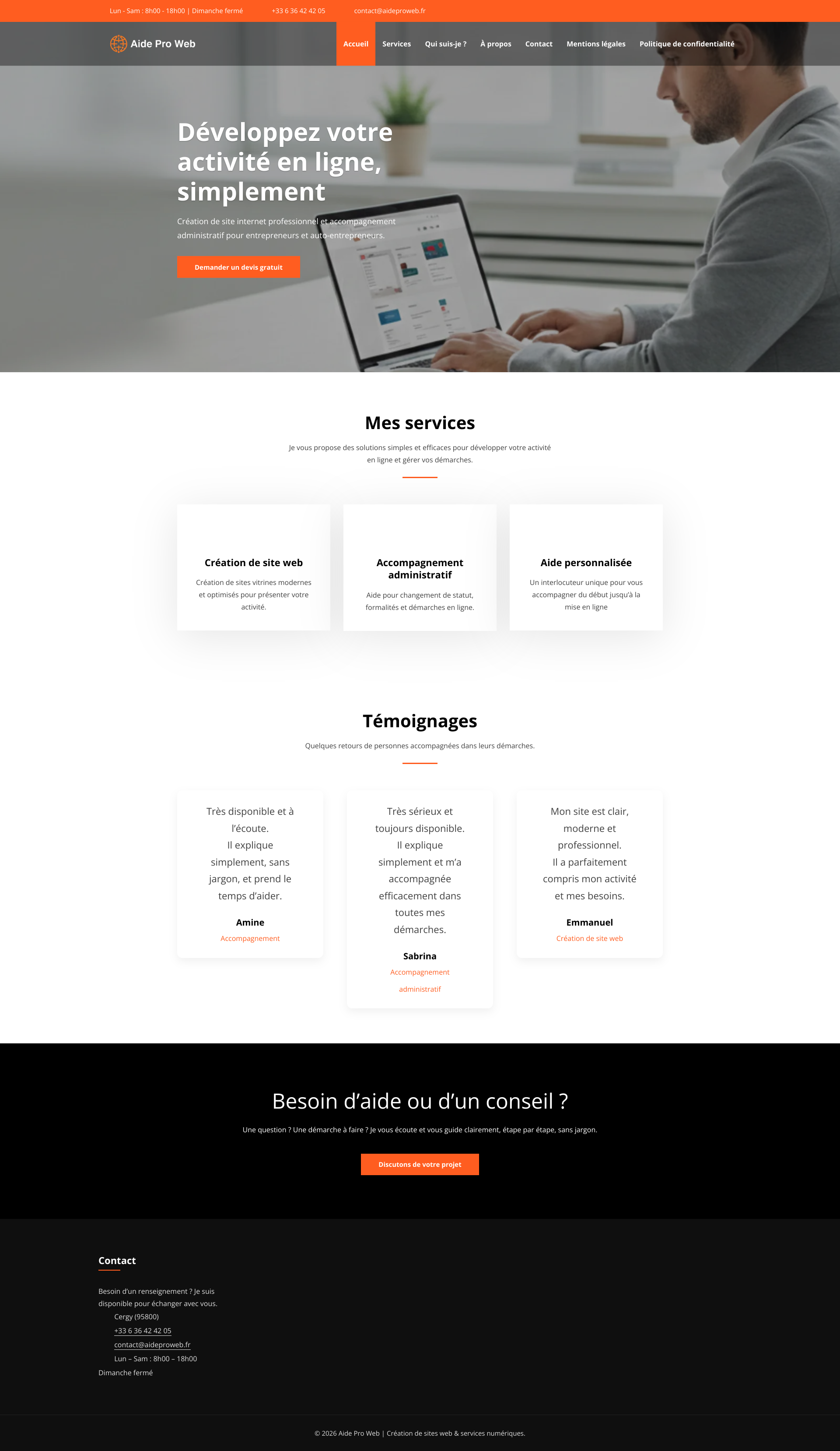 Aperçu du site