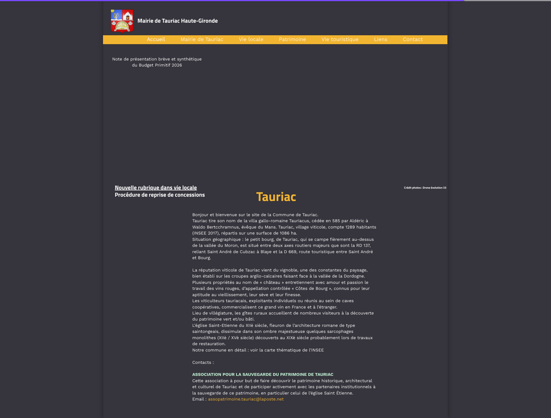 Aperçu du site