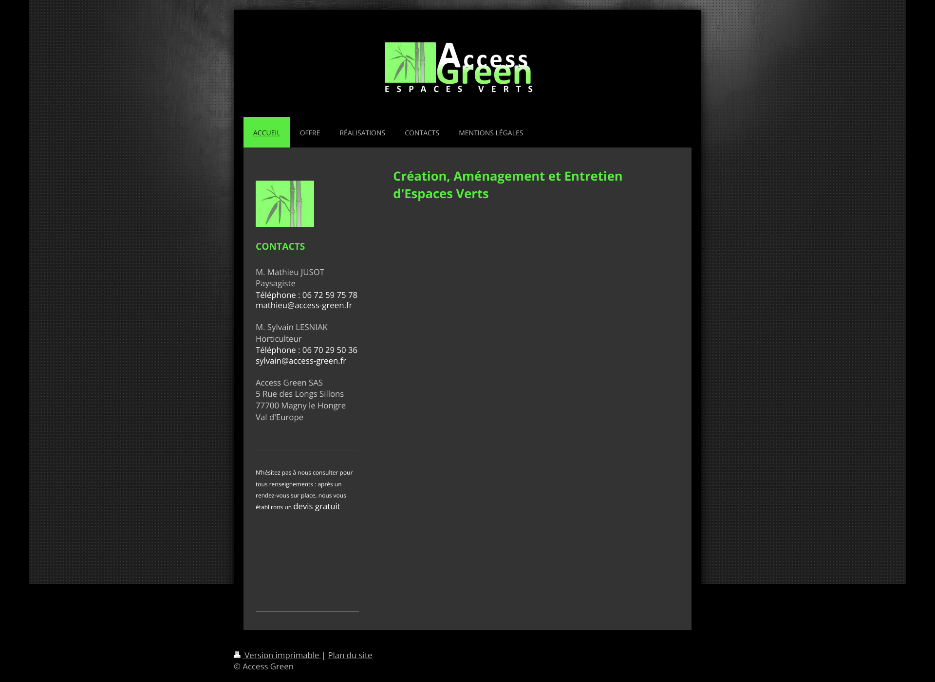 Aperçu du site