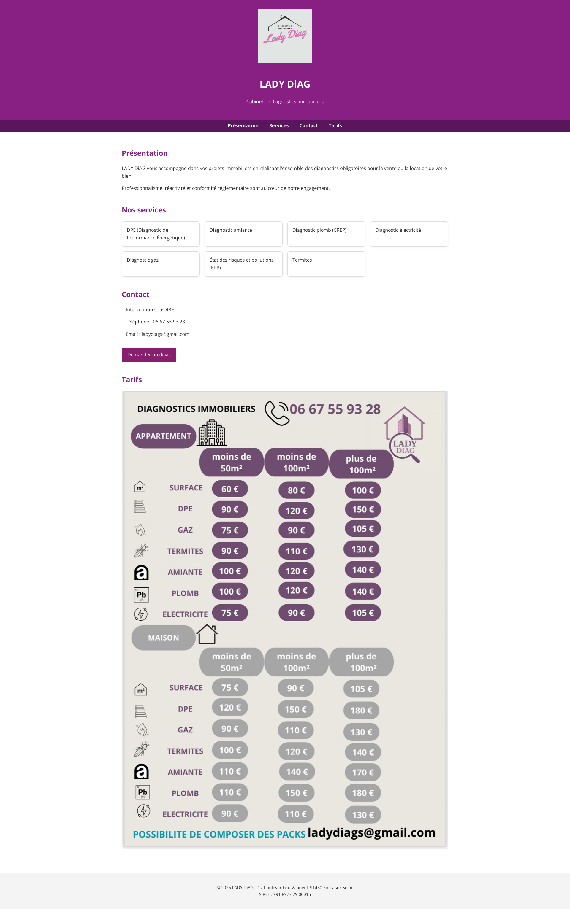 Aperçu du site