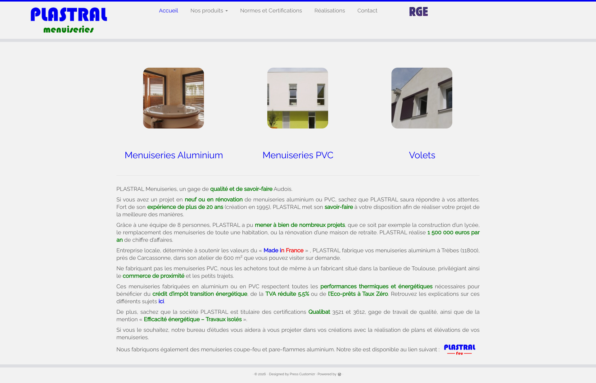 Aperçu du site