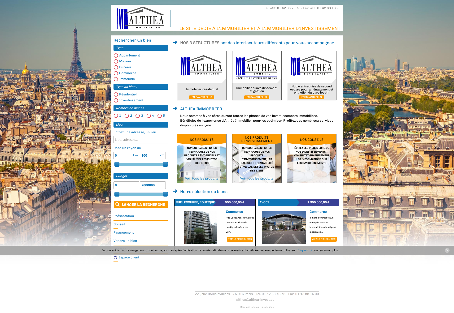 Aperçu du site