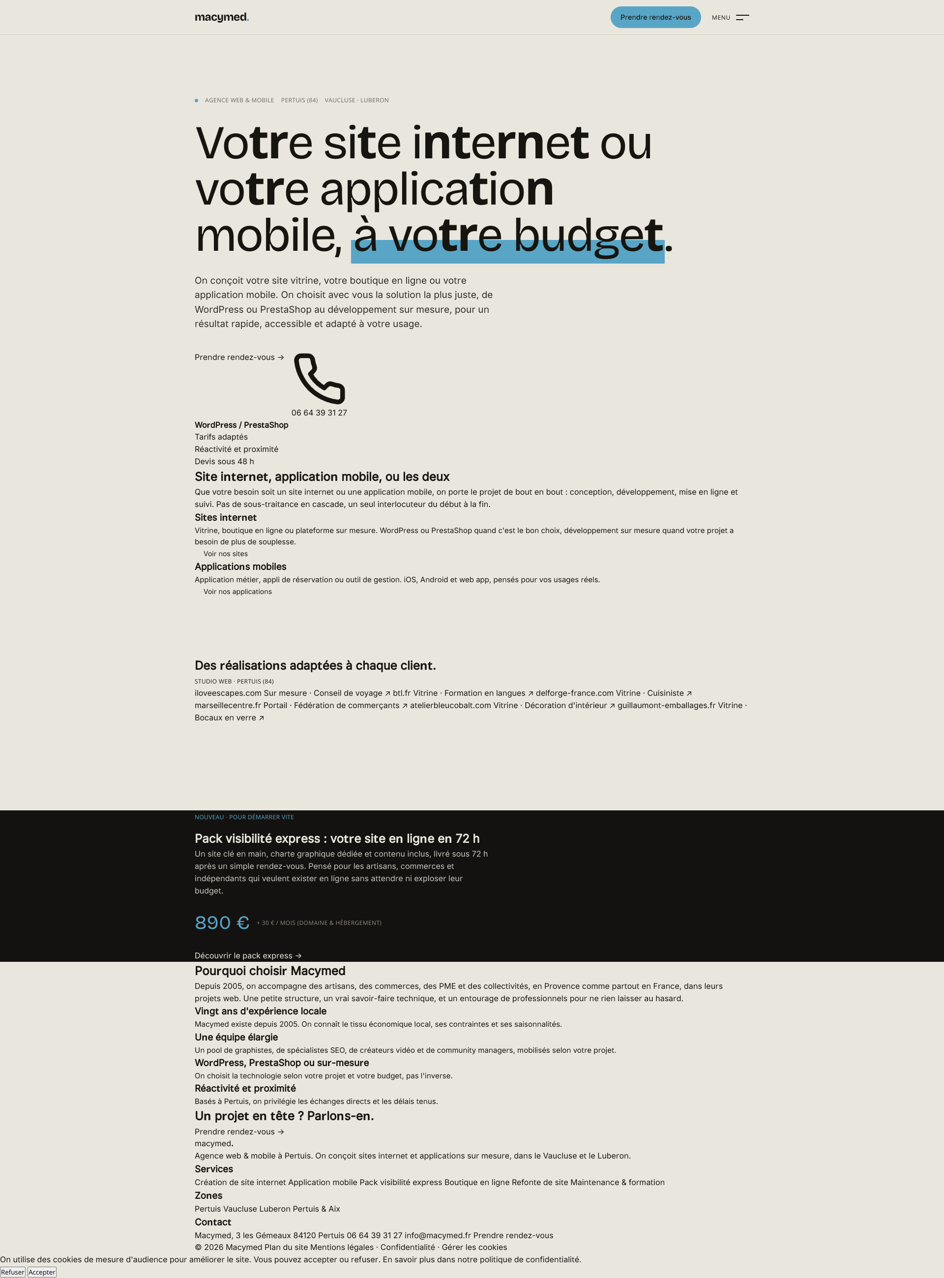 Aperçu du site