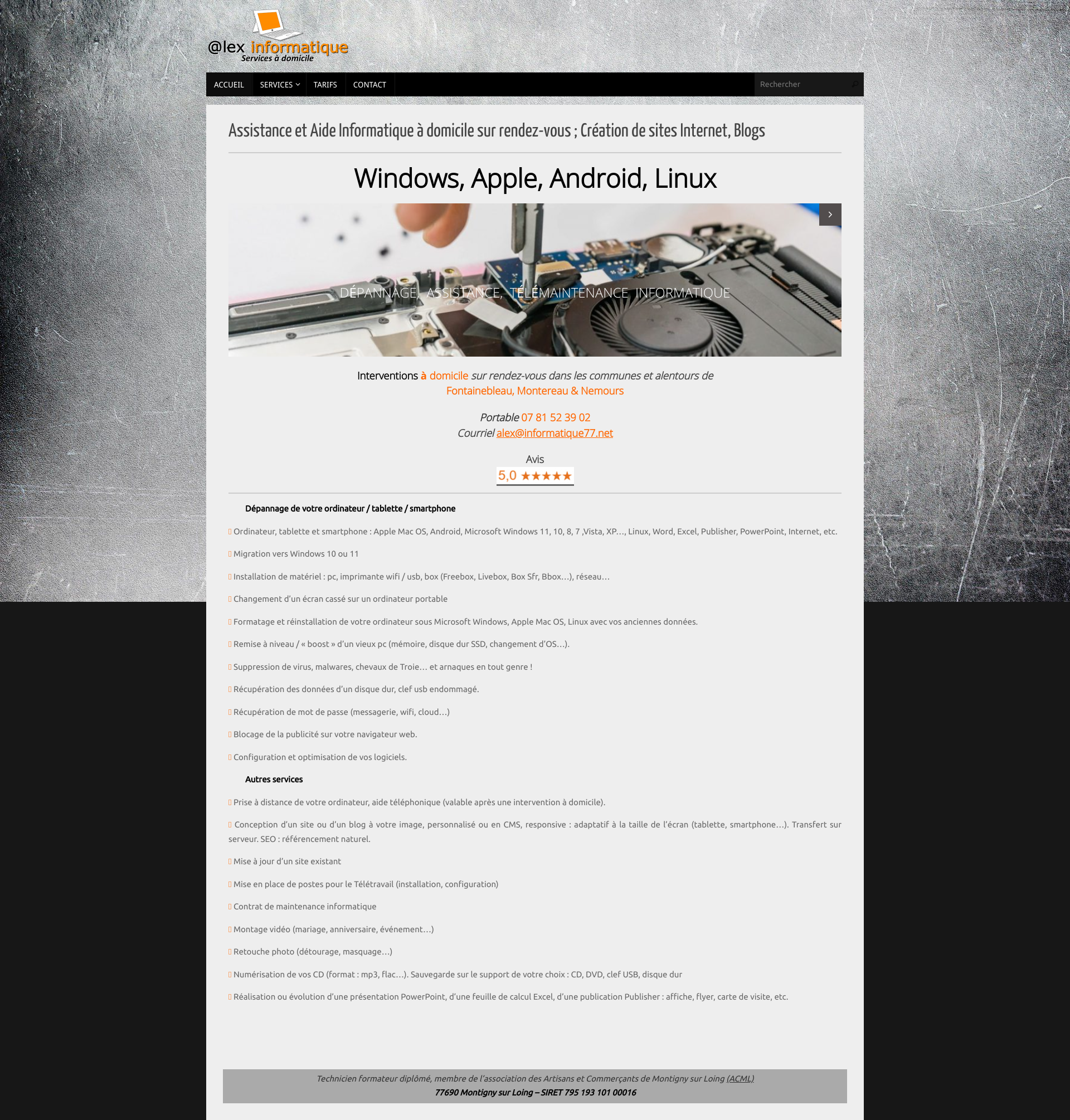 Aperçu du site