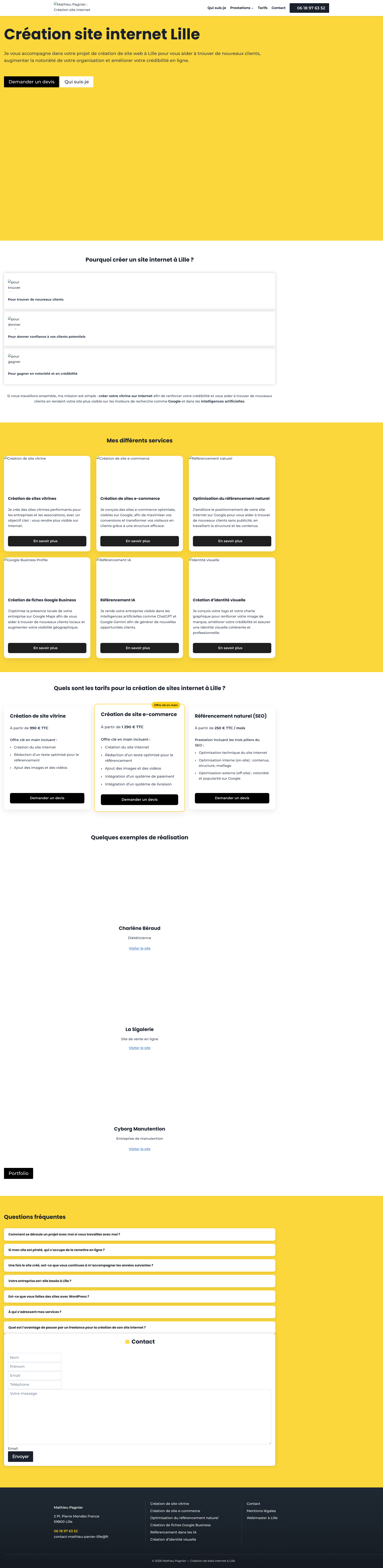 Aperçu du site
