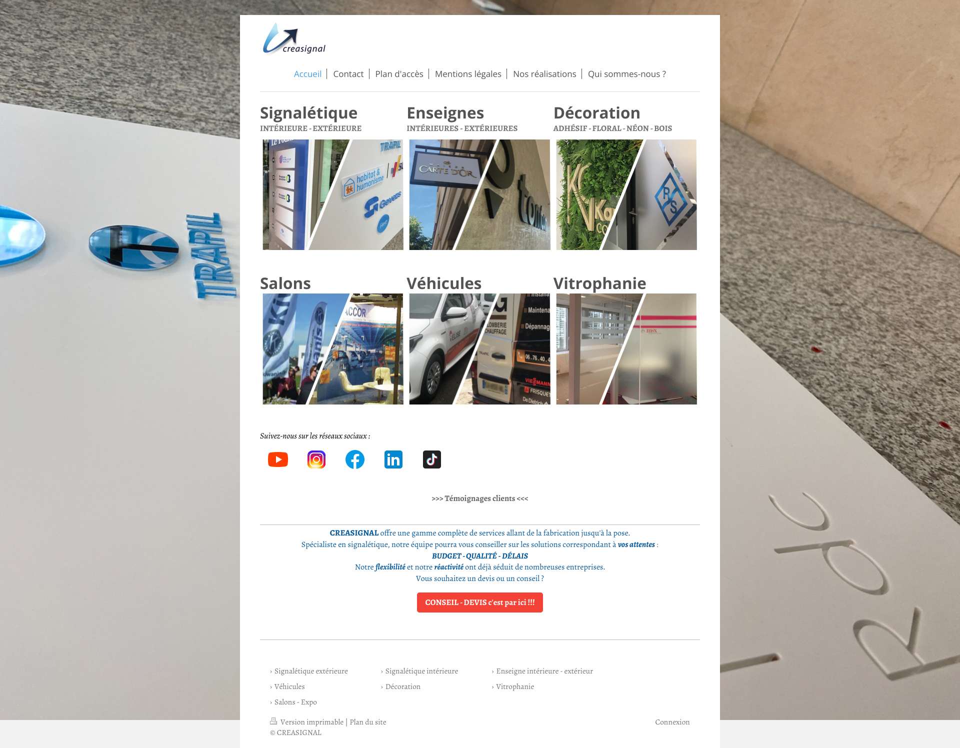 Aperçu du site