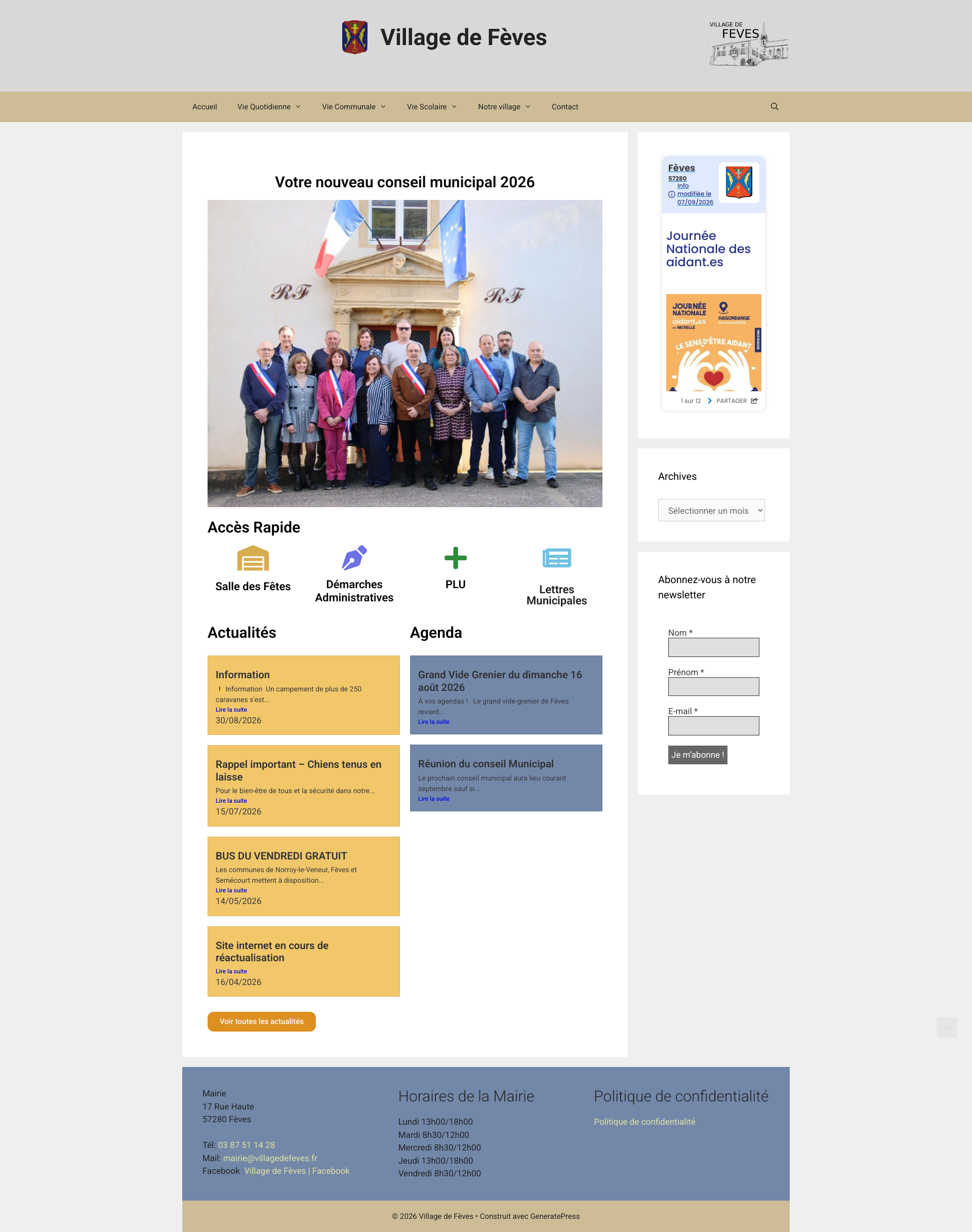 Aperçu du site
