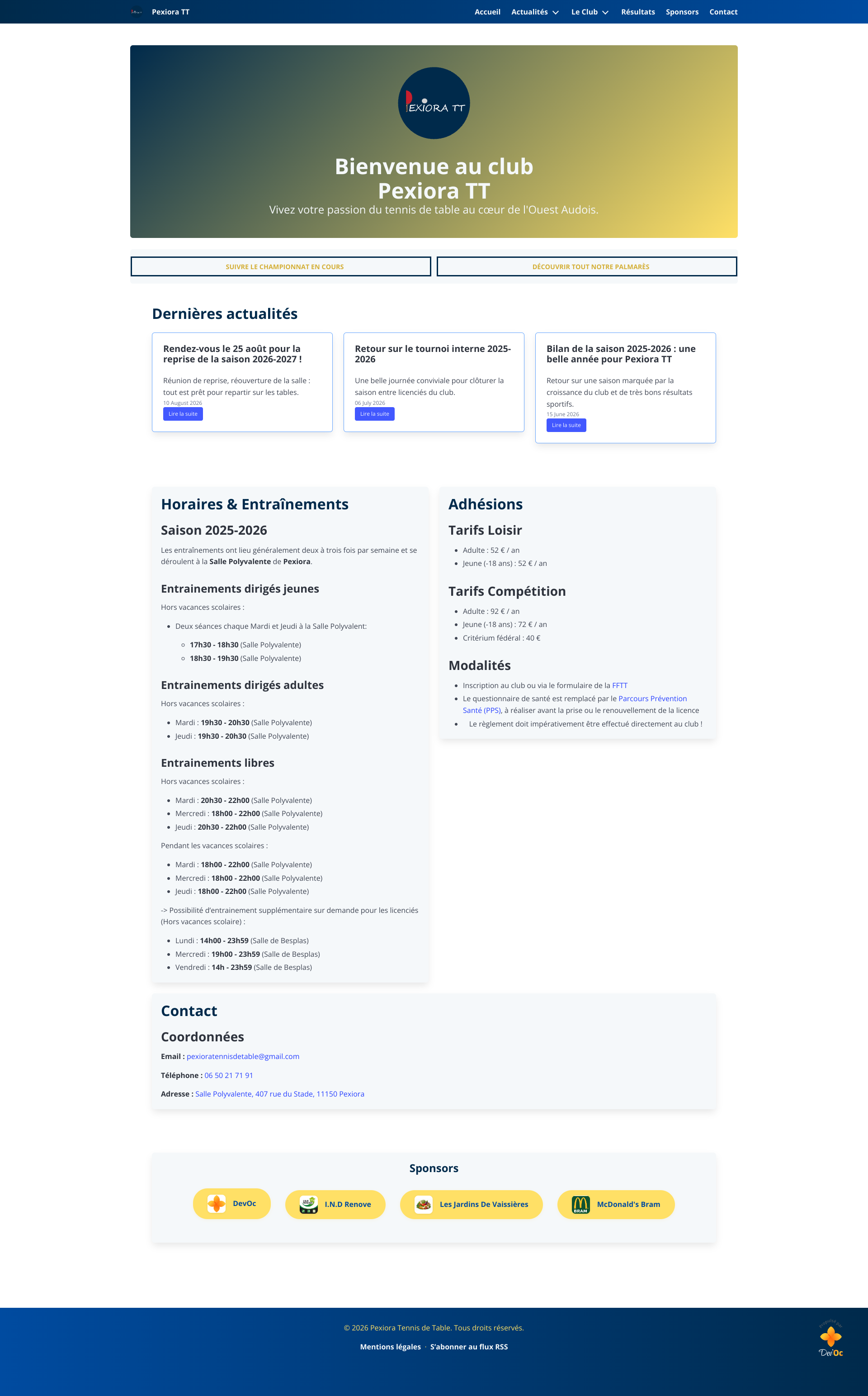 Aperçu du site