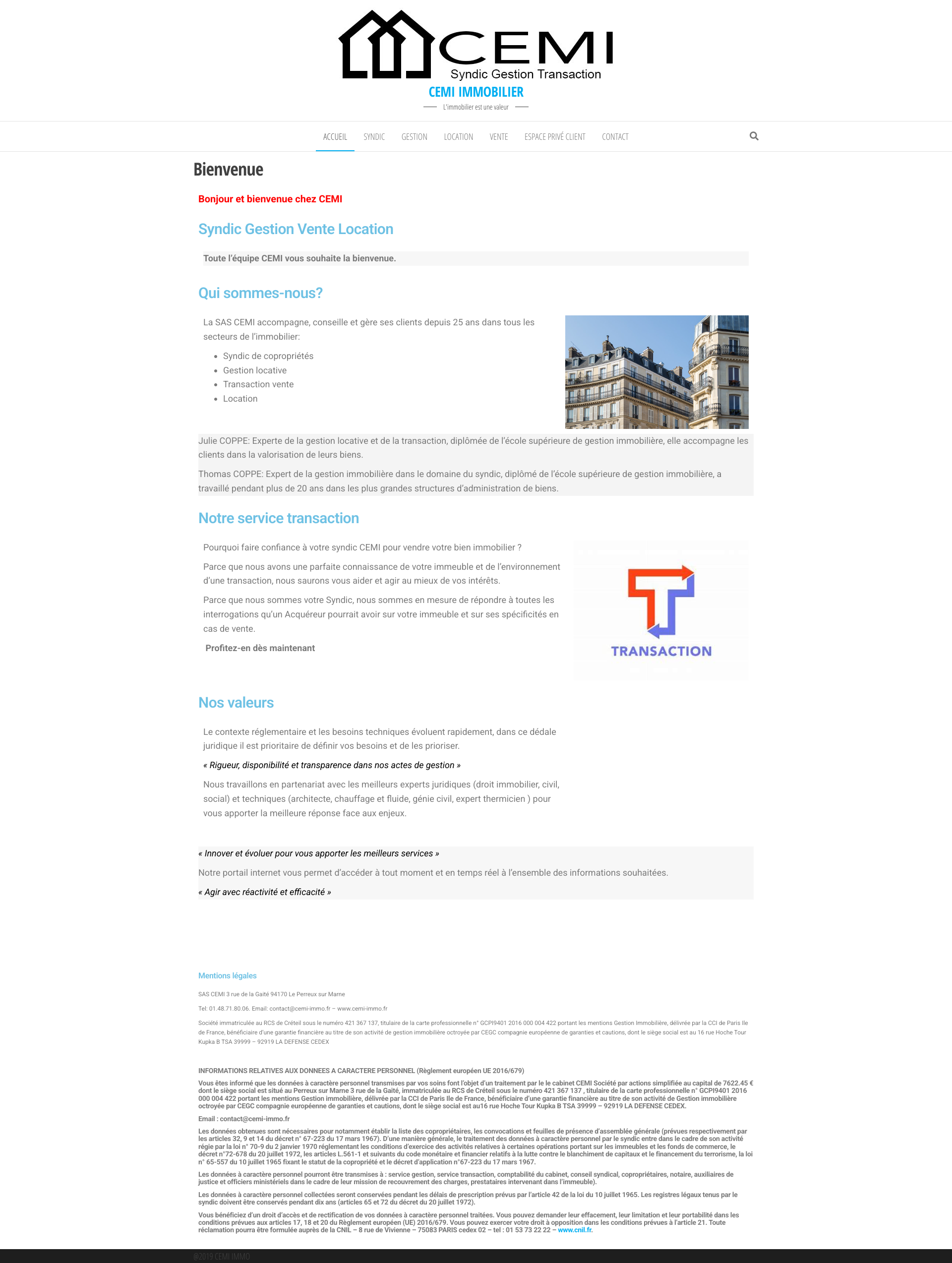 Aperçu du site