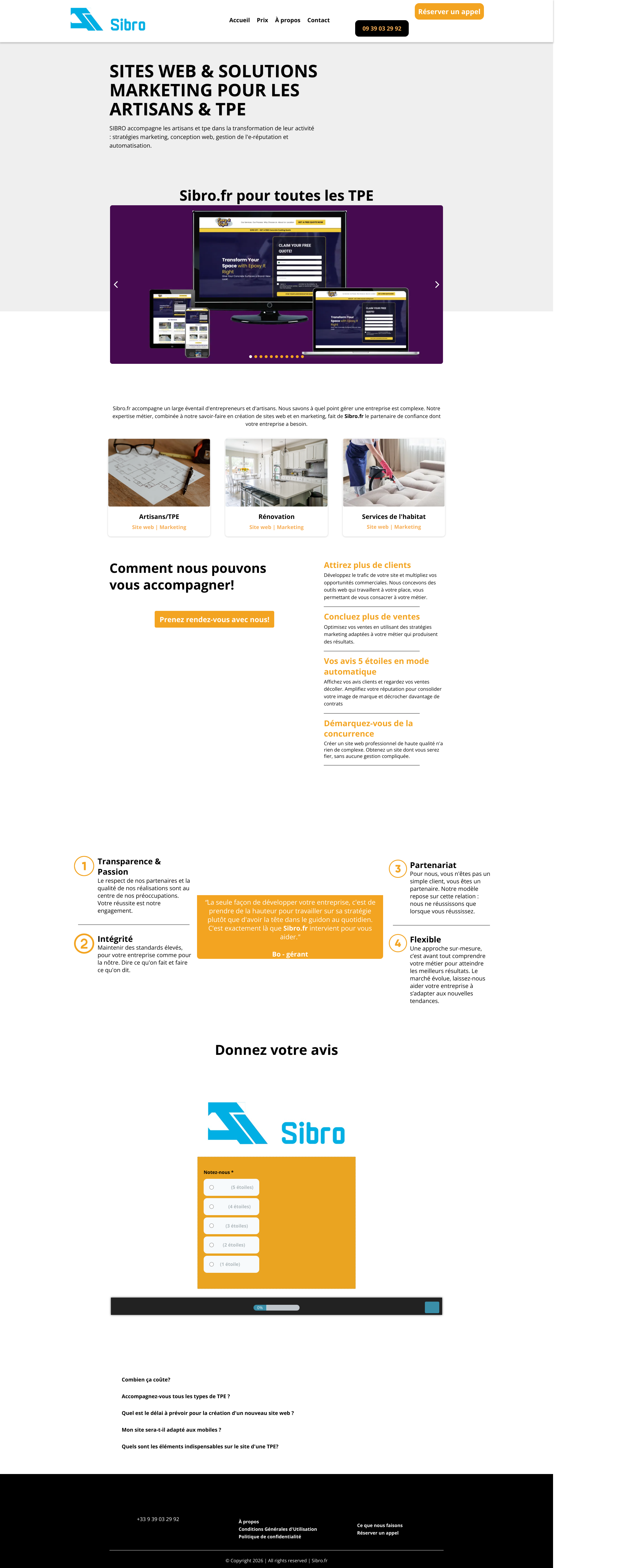 Aperçu du site