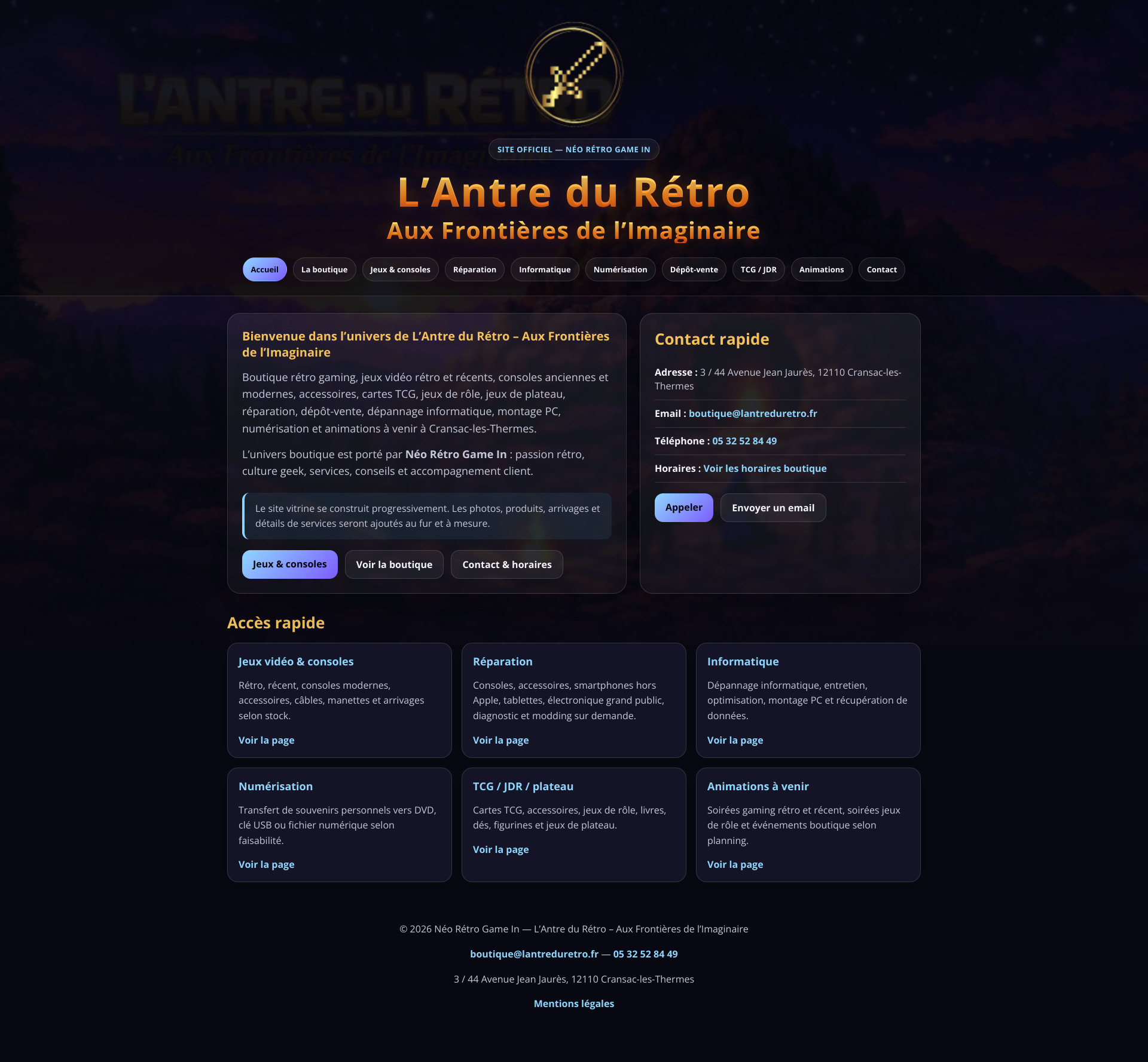 Aperçu du site