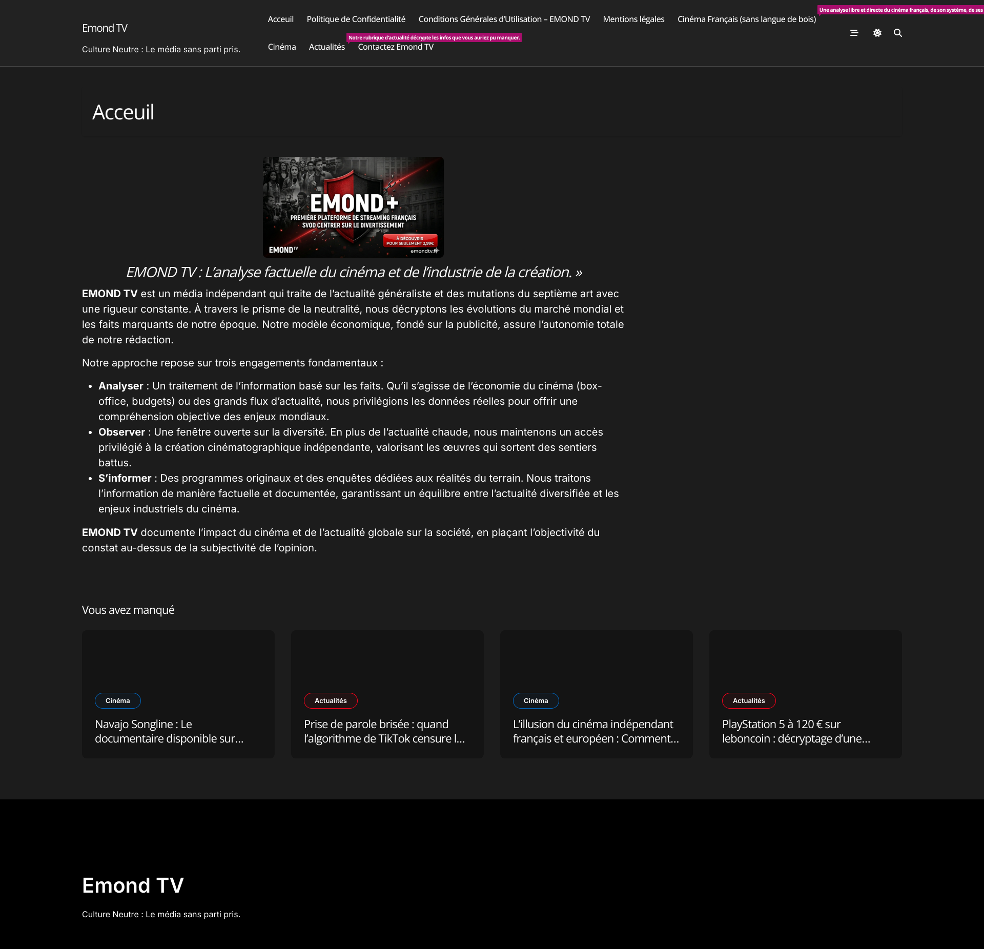Aperçu du site