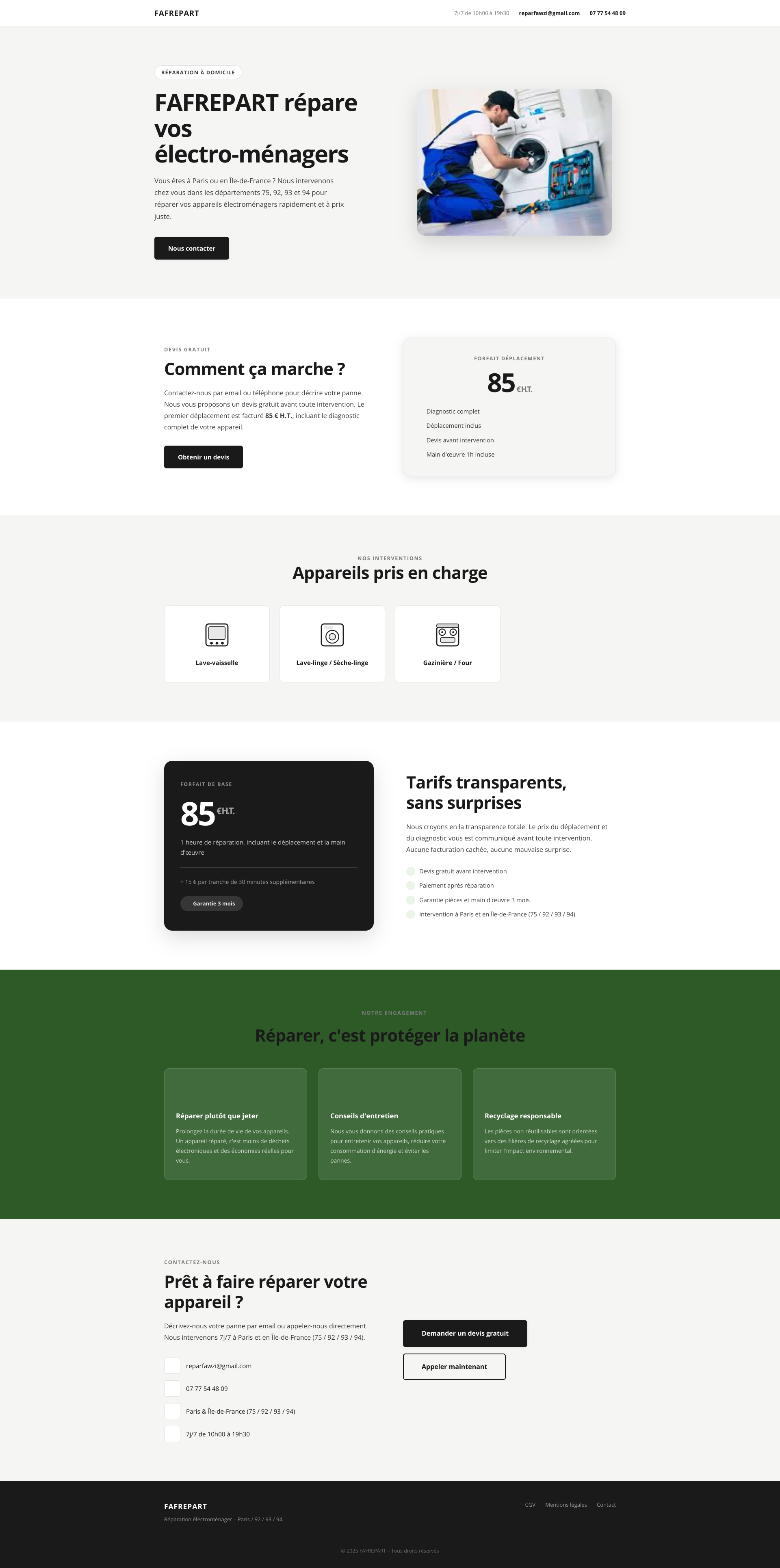 Aperçu du site