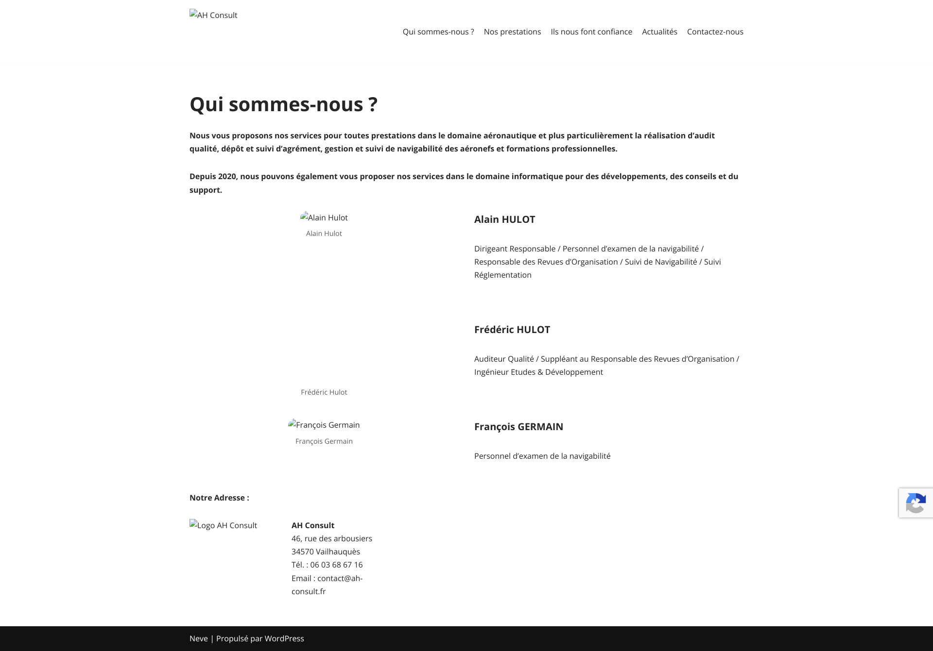 Aperçu du site